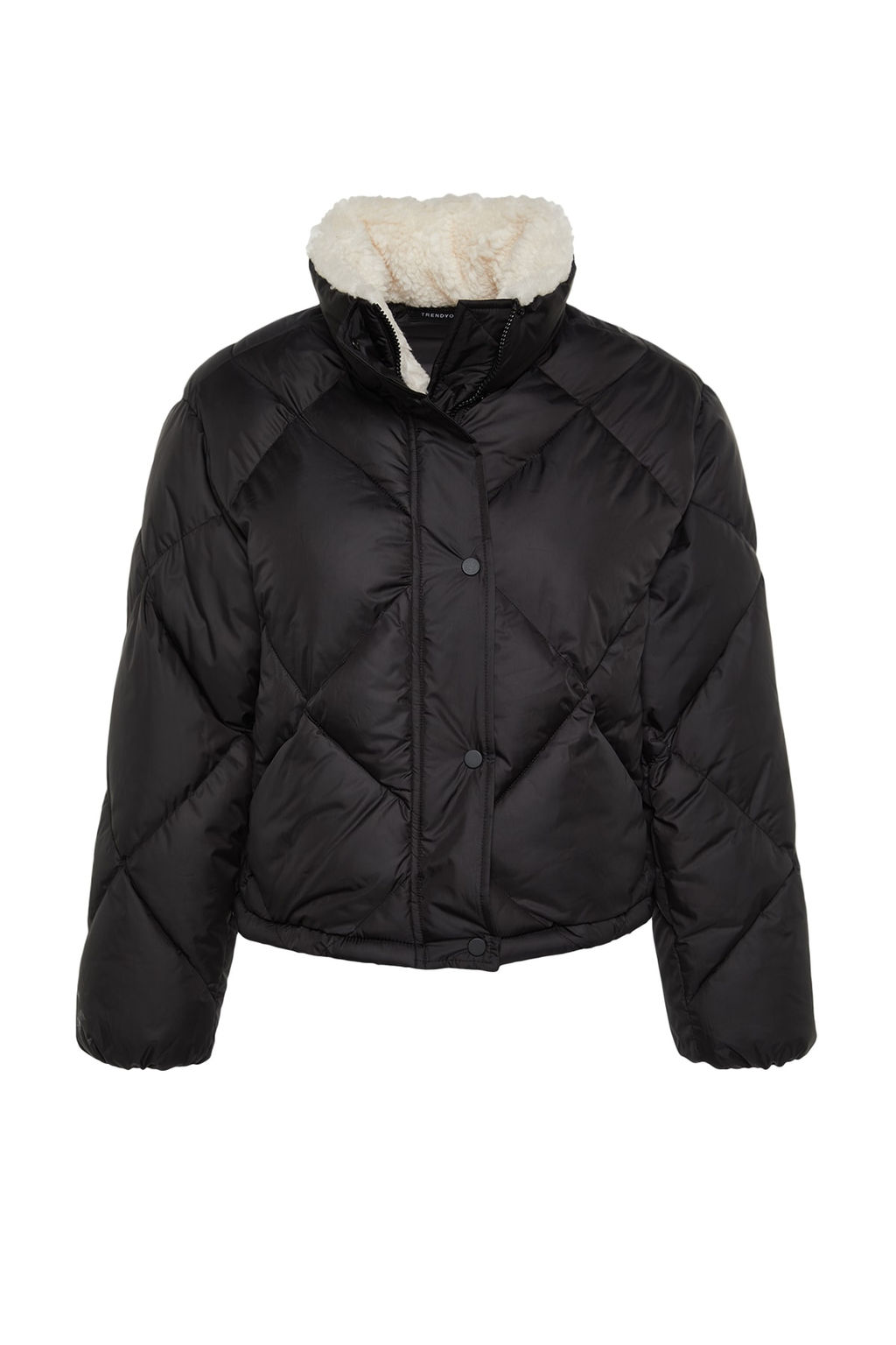 TRENDYOLMILLA Siyah Oversize Pelus Yaka Detayl? Su Itici Sisme Mont TWOAW24MO00008 фото 14