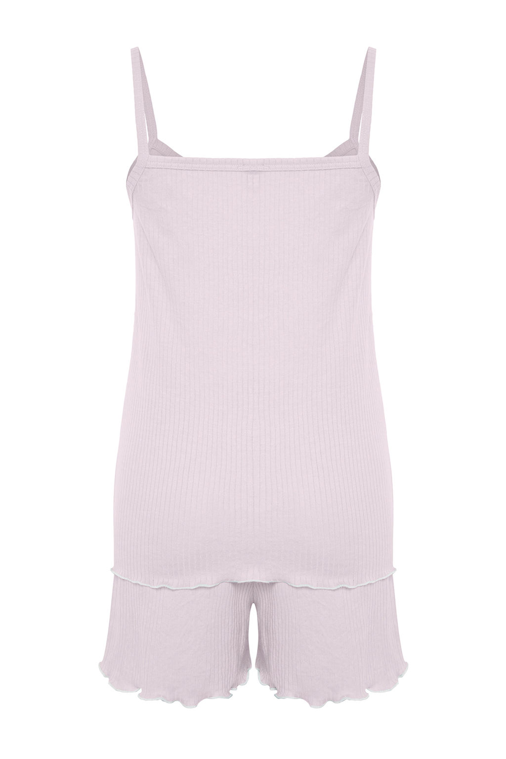 Trendyolmilla Ac?k Pembe Kurdele/Fiyonk Detayl? Ip Ask?l? Fitilli Sortlu Orme Pijama Tak?m? THMSS24PT00356  фото 24