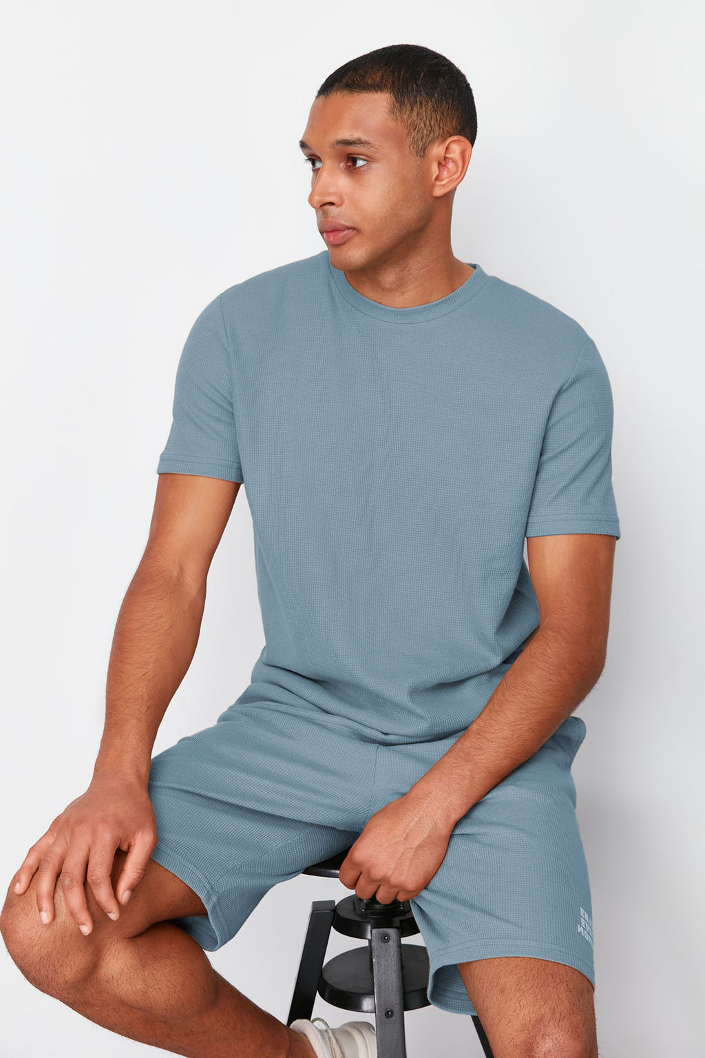 TRENDYOL MAN Mavi Regular Fit Waffle Sortlu Pijama Tak?m? TMNSS23PT00032 - Trendyolmilla фото 75
