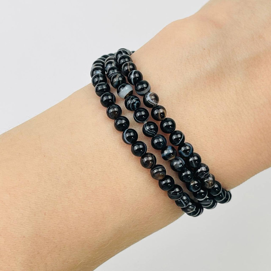 Бусины для украшений из полосатого Агата (90 бусин)