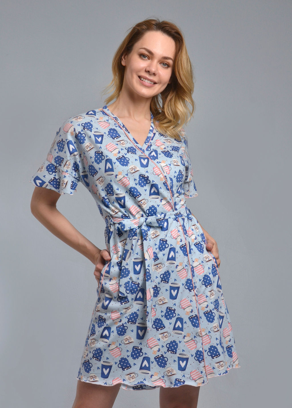 Комплект с халатом КОФЕ халат + сорочка (голубой №10) - Ивановская трикотажная компания фото 3