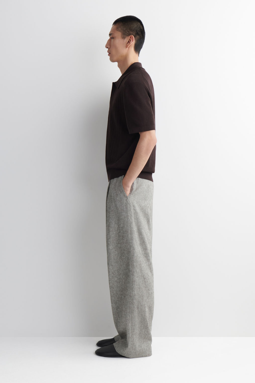 PANTAL?N DE LINO RELAXED FIT WIDE LEG - H&m фото 6