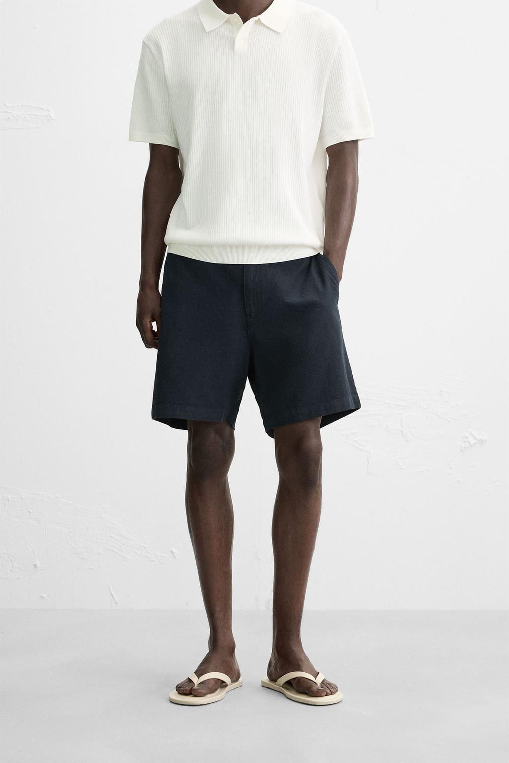 COTTON/LINEN BERMUDA SHORTS - Zara фото 12