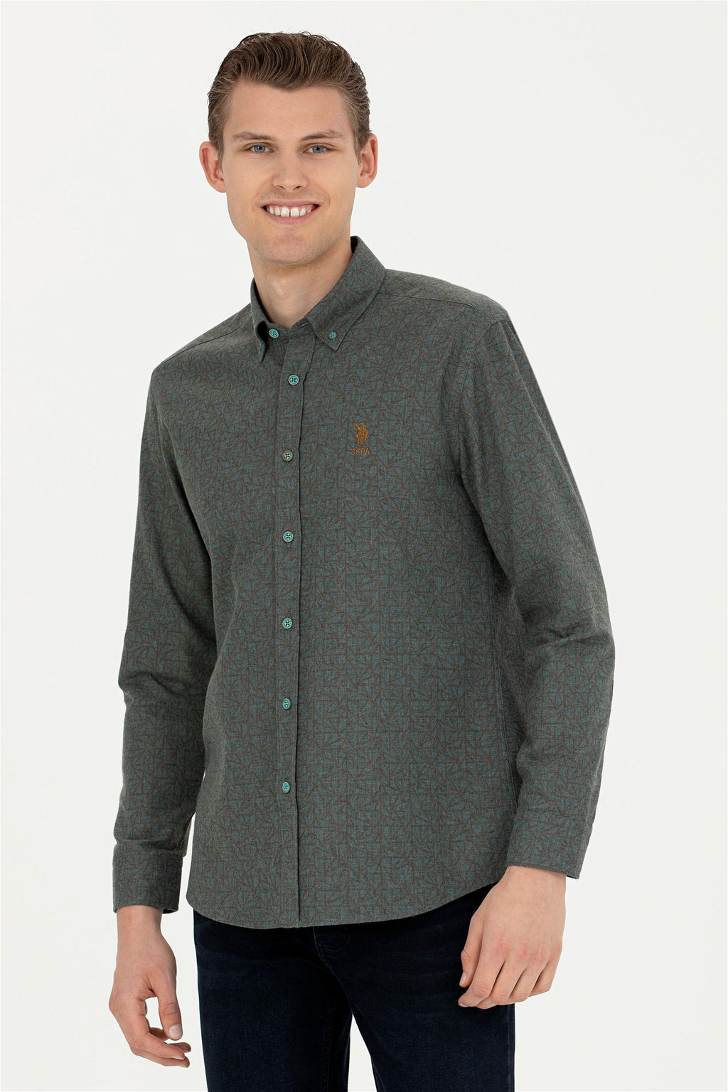 Мужская мятная рубашка с длинным рукавом - U.s. polo assn фото 3