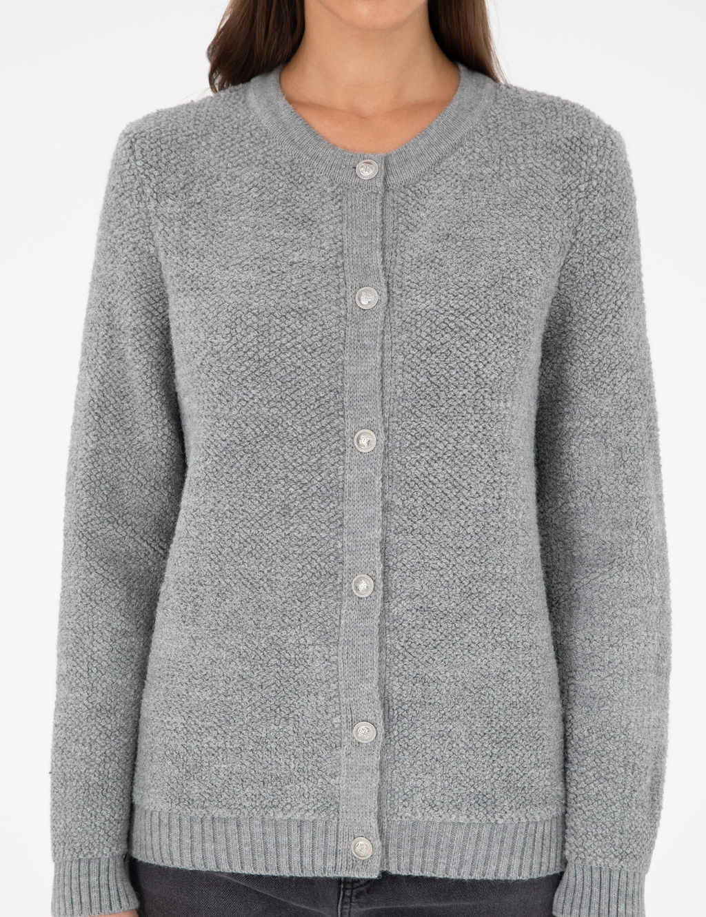 Gri Melanj Slim Fit Triko H_rka