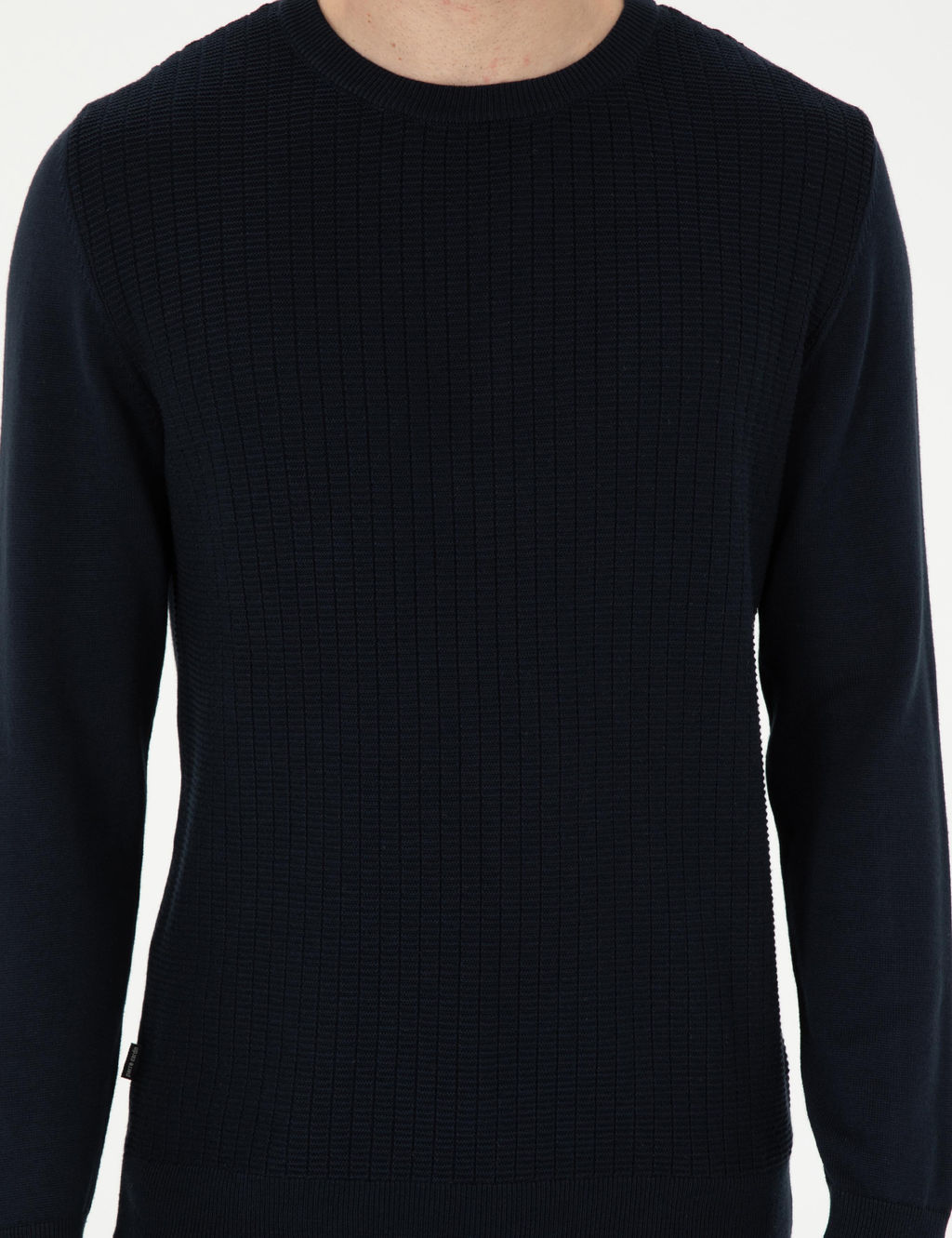 Lacivert Regular Fit Bisiklet Yaka Y_n Kar___ml_ Triko Kazak - Pierre cardin фото 6
