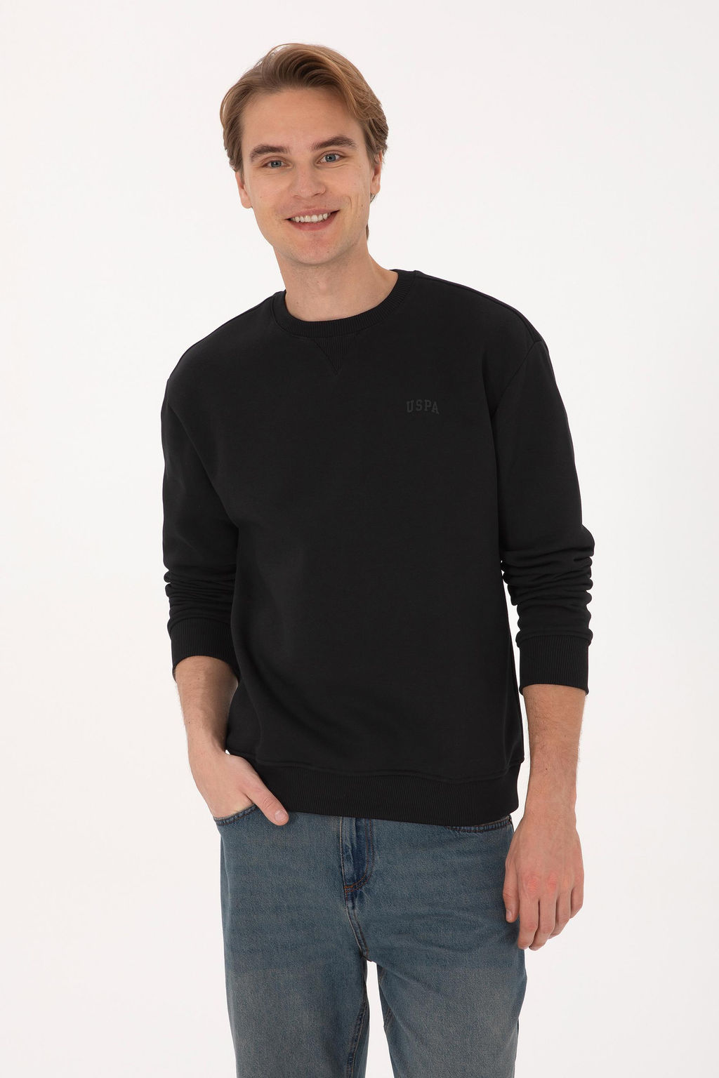 Erkek Siyah Basic Sweatshirt