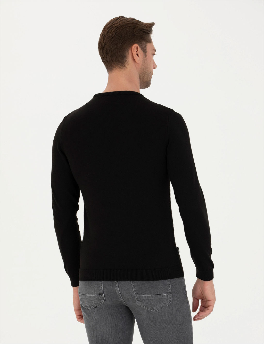 Siyah Slim Fit Bisiklet Yaka Triko Kazak - Pierre cardin фото 5