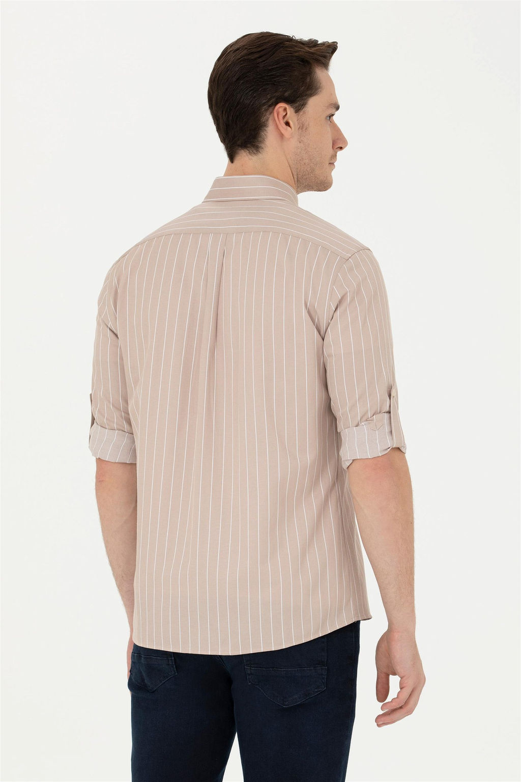 Мужская рубашка песочного цвета с длинным рукавом - U.s. polo assn фото 5