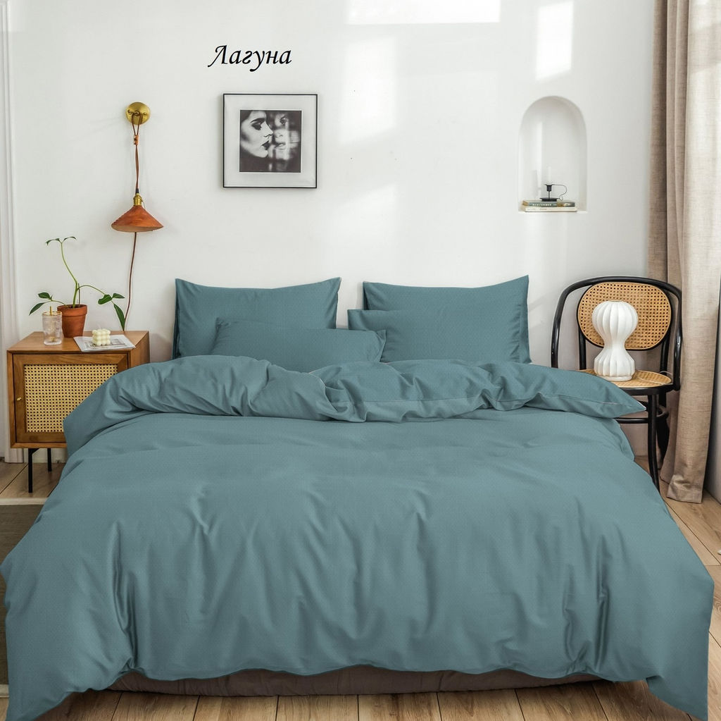 Комплект постельного белья Лагуна, вареный хлопок семейный