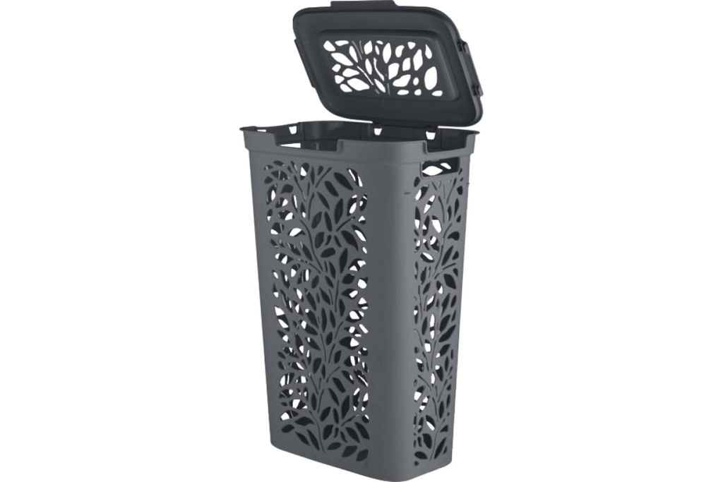 Корзина для белья 40л Leaves серый 440*275*635мм - Полимербыт фото 2