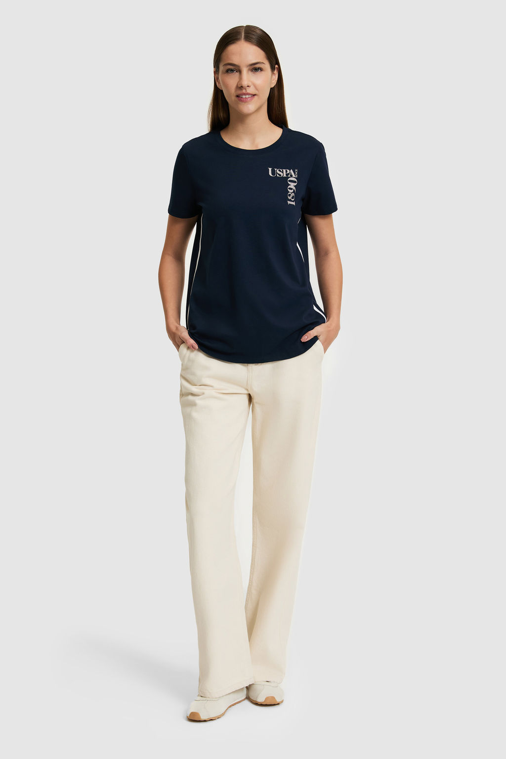 Kad_n Lacivert Bisiklet Yaka Ti__rt - U.s. polo assn фото 4