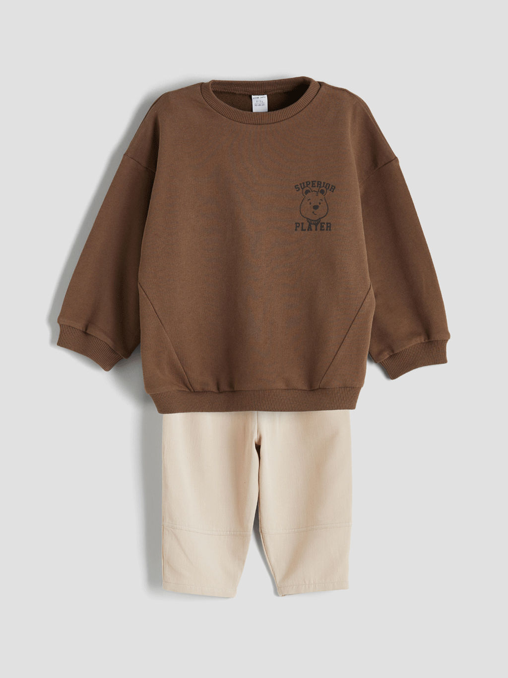 Bask?l? Erkek Bebek Sweatshirt ve Pantolon 2li