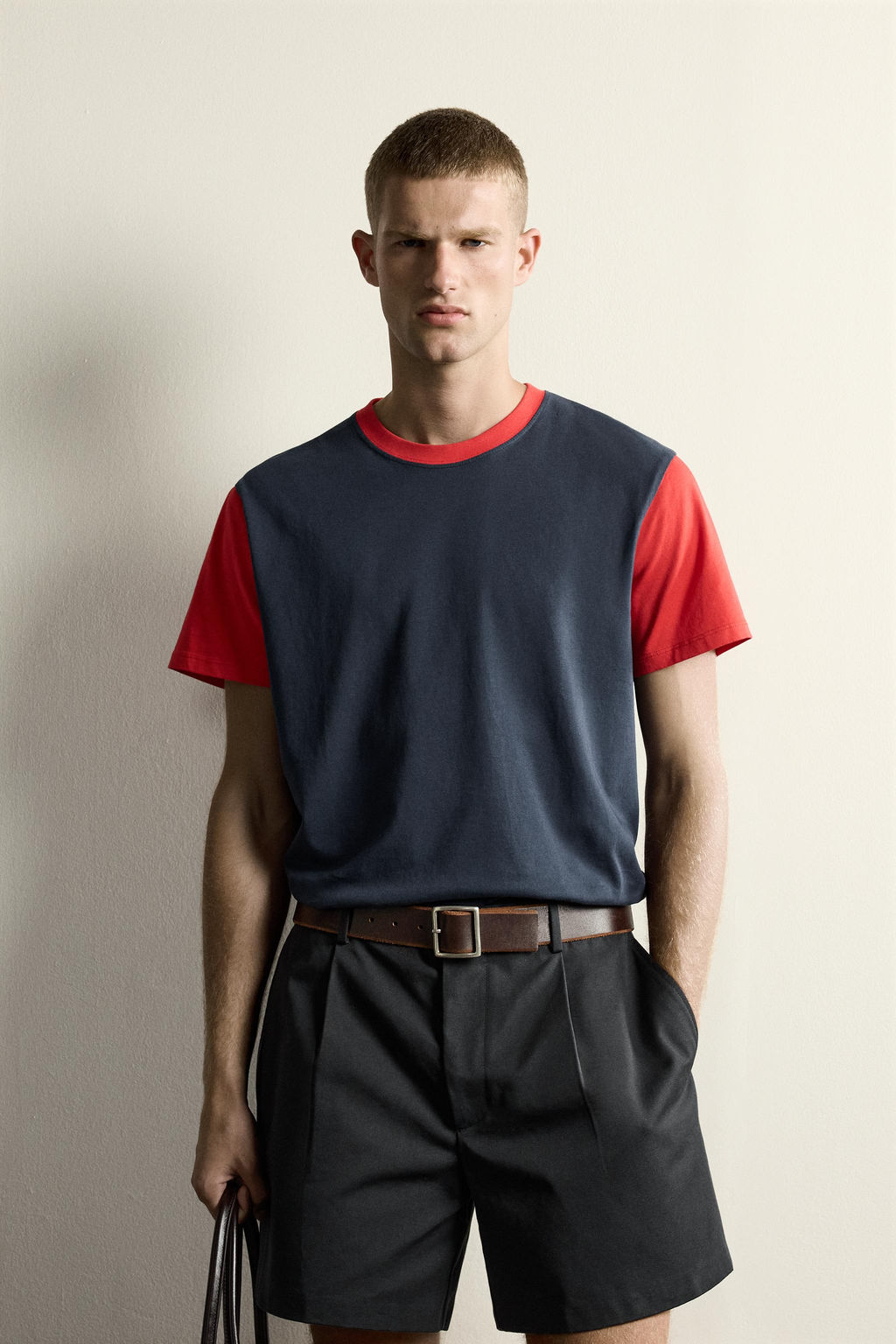 CAMISETA REGULAR FIT COLOR BLOCK / rojo/marino - Zara фото 2