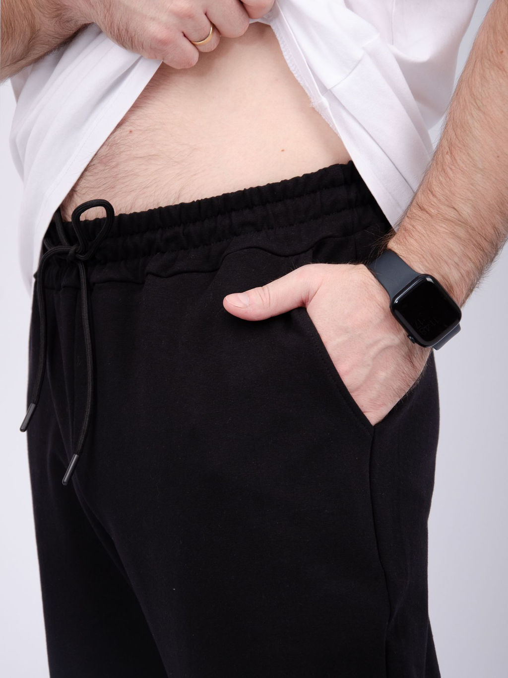 Джоггеры "Джереми 2" чёрные, футер с лайкрой