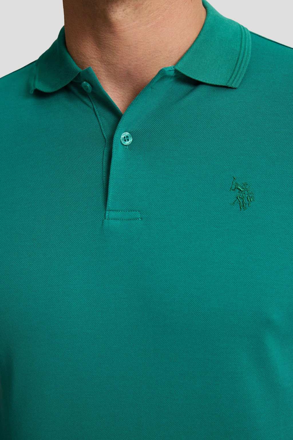 Erkek Koyu Ye_il Regular Fit Polo Yaka Basic Ti__rt - U.s. polo assn фото 6