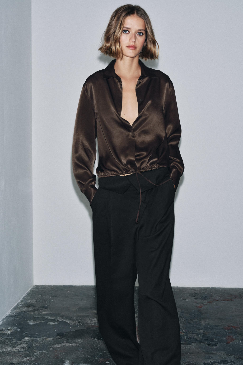 ZW COLLECTION SATIN BLOUSE WITH TIES