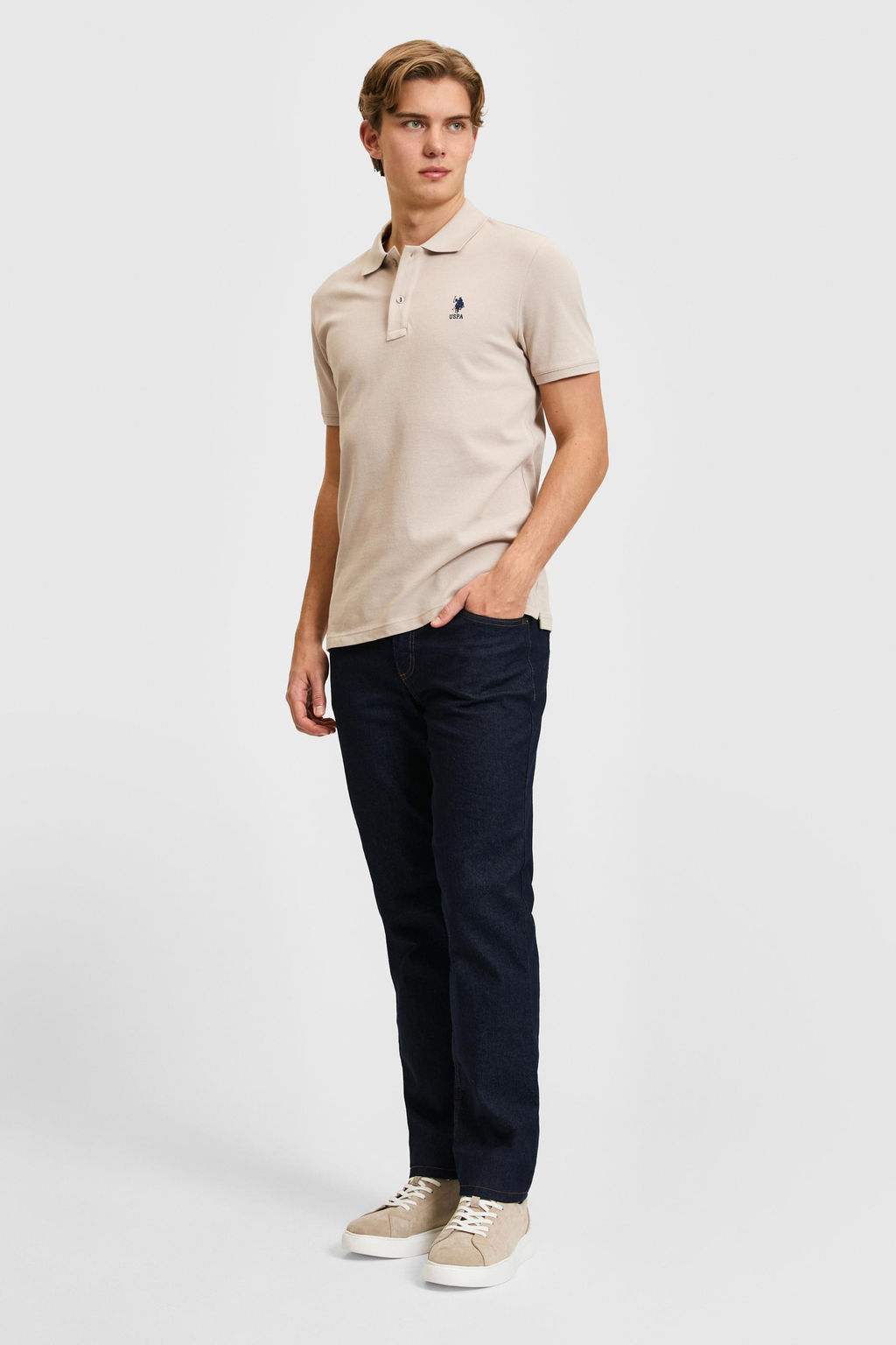 Erkek Slim Fit Polo Yaka Ta_ Basic Ti__rt