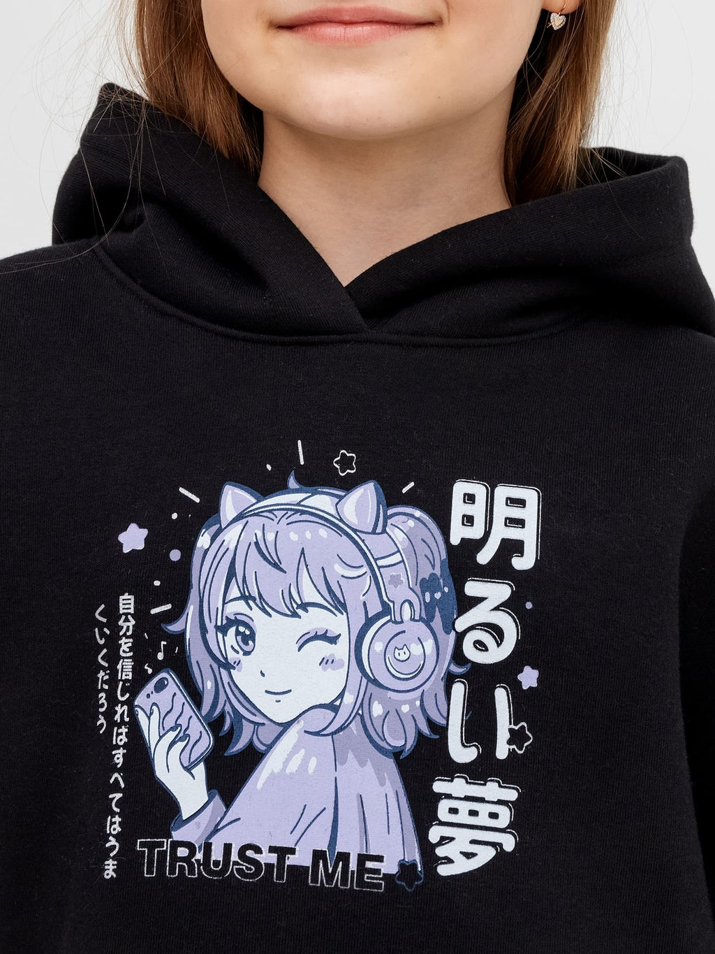 Худи для девочек черное с печатью - Mark formelle фото 5