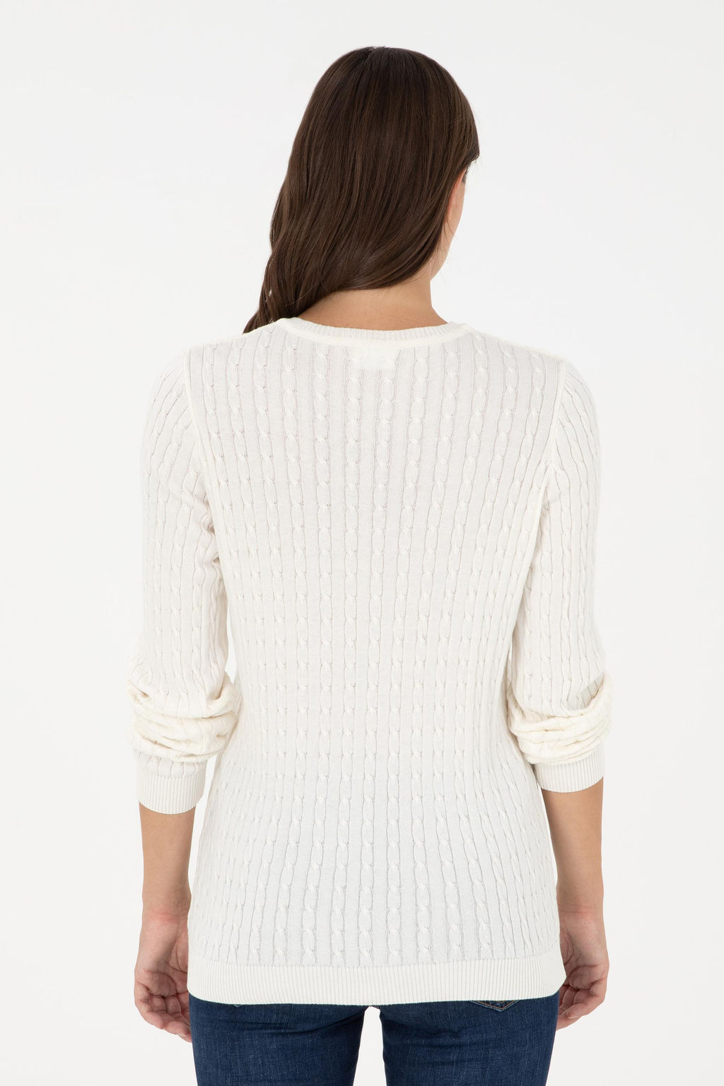 Женский базовый свитер цвета экрю с v-образным вырезом Неожиданная скидка в корзине - U.s. polo assn фото 5