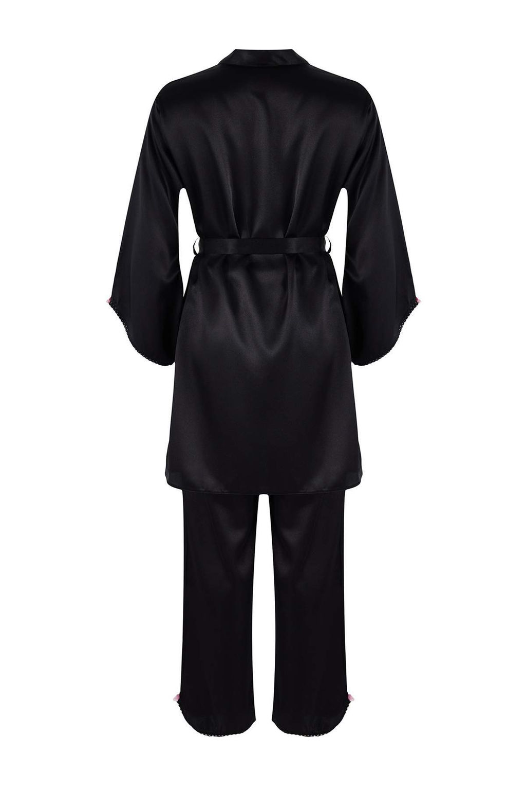 Siyah 4lu Ceyiz Set Saten Dokuma Gecelik+Sabahl?k+Pijama Tak?m? THMAW26PT00210 - Trendyolmilla фото 15