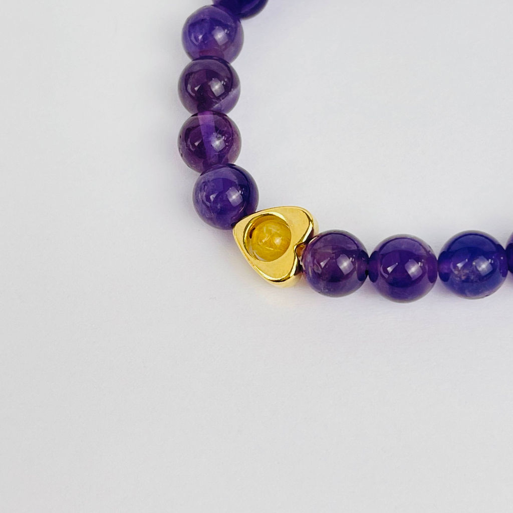 Браслет из Аметиста и Рутилового кварца со вставкой 18 см