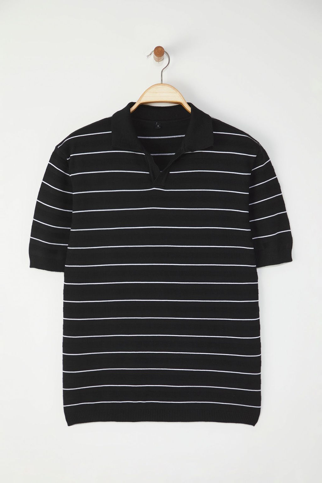 TRENDYOL MAN Siyah Regular Polo Yaka Dokulu Polo Yaka T-shirt TMNSS25PO00044 - Trendyolmilla фото 3