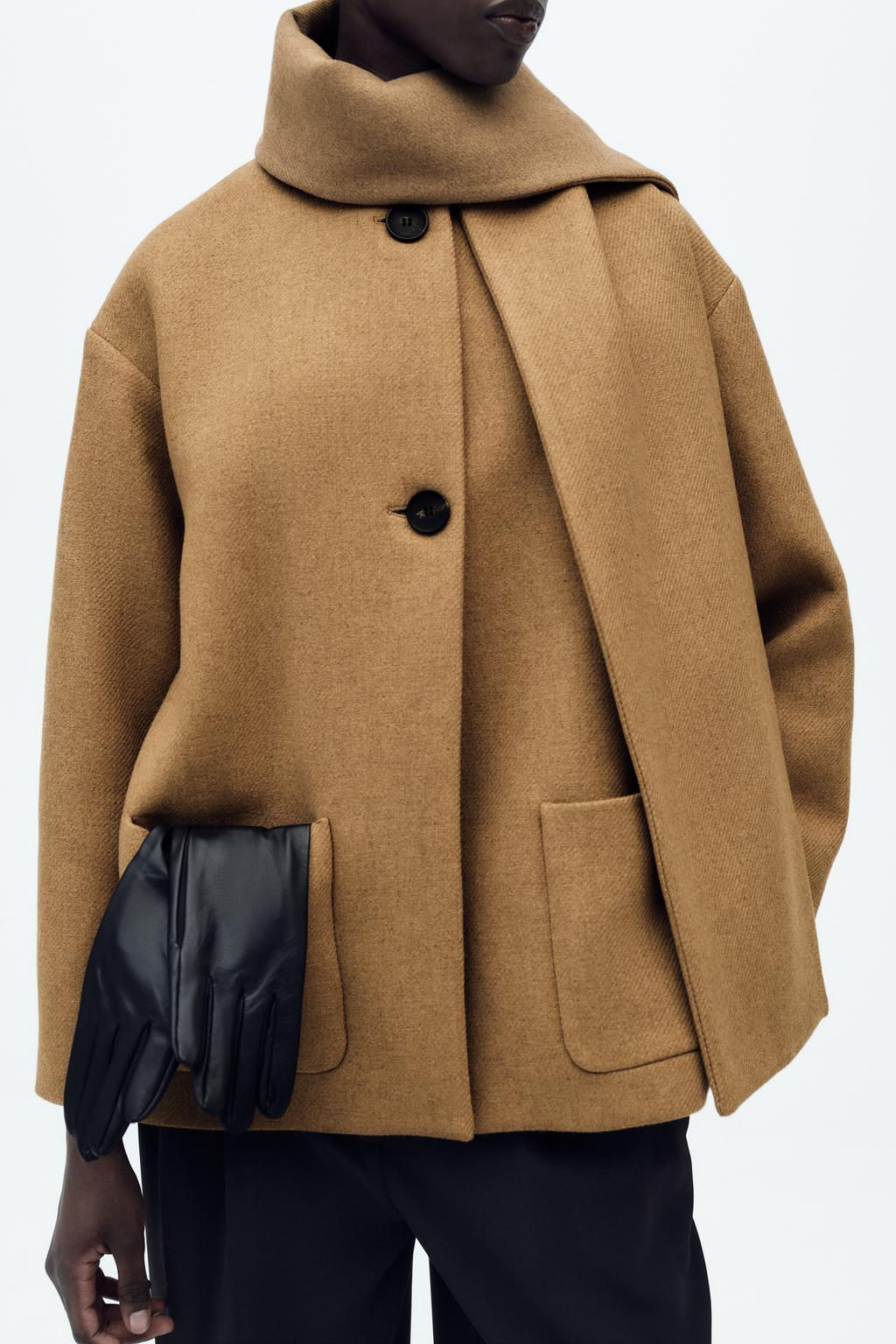 WOOL COAT WITH SCARF - Zara фото 19