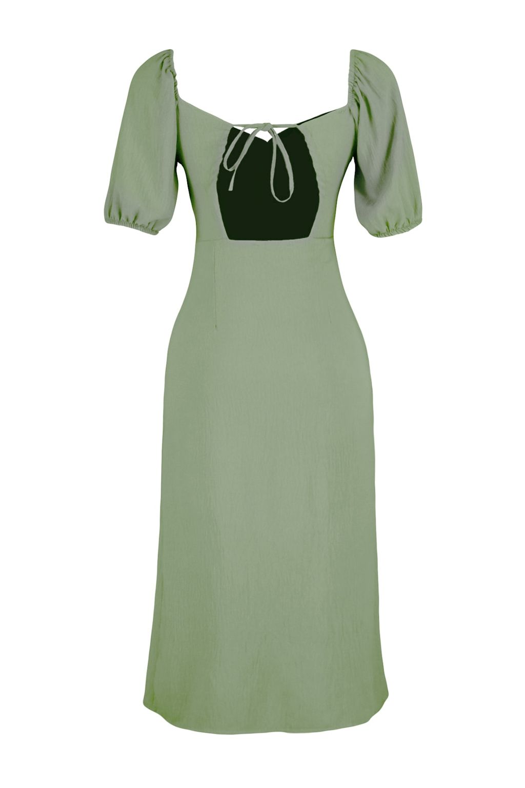 Haki Vucuda Oturan Y?rtmacl? S?rt Detayl? Midi Dokuma Dokuma Elbise TWOSS23EL01164 - Trendyolmilla фото 8