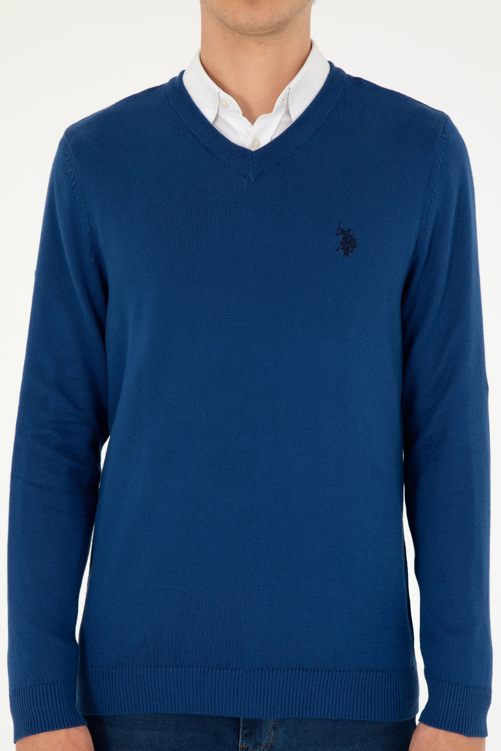 Свитер мужской U.S. Polo Assn цвета индиго хлопок  фото 13