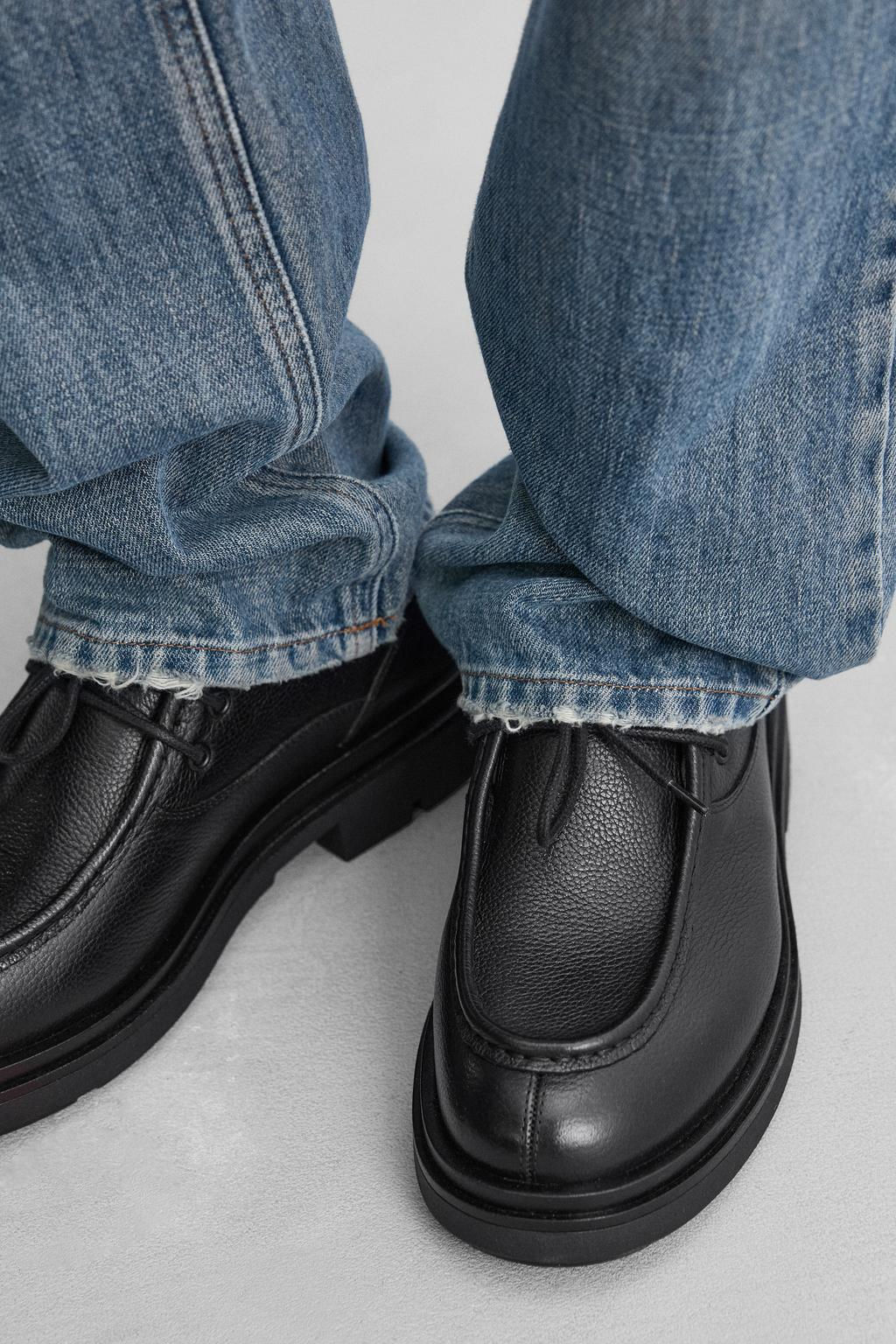 LEATHER MOC TOE SHOES - Zara фото 4