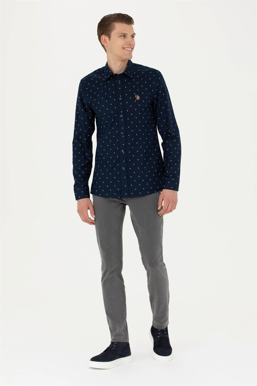 Мужская темно-синяя рубашка с длинным рукавом - U.s. polo assn фото 4