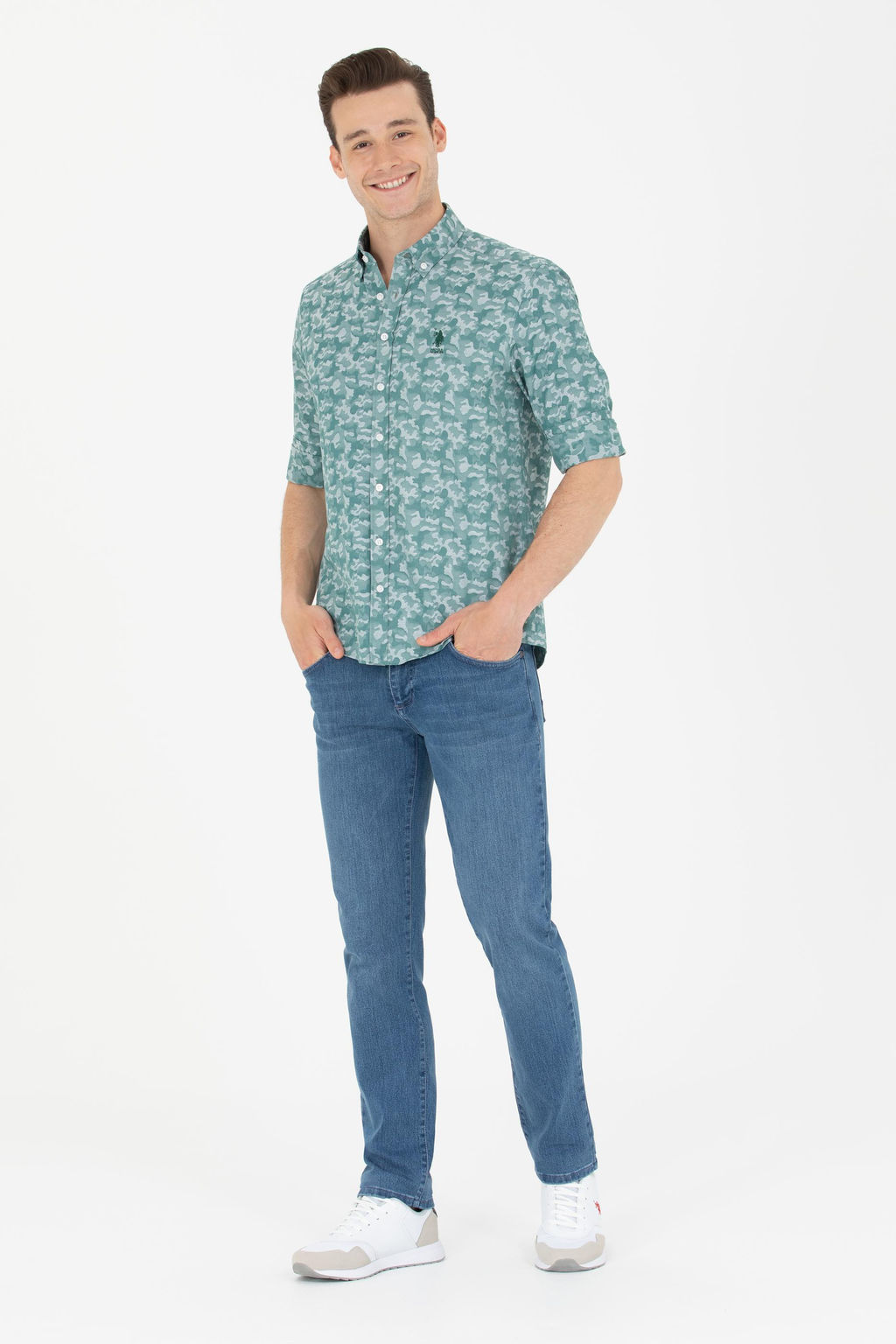 U. S. Polo Assn Мужская рубашка цвета хаки с длинным рукавом - U.s. polo assn фото 4