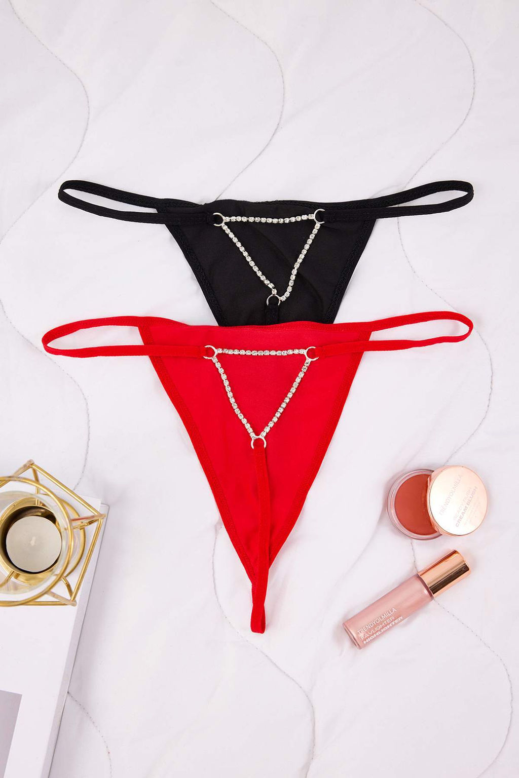 Siyah-K?rm?z? 2li Micro Duz String Kulot THMAW26KU00055 - Trendyolmilla фото 3