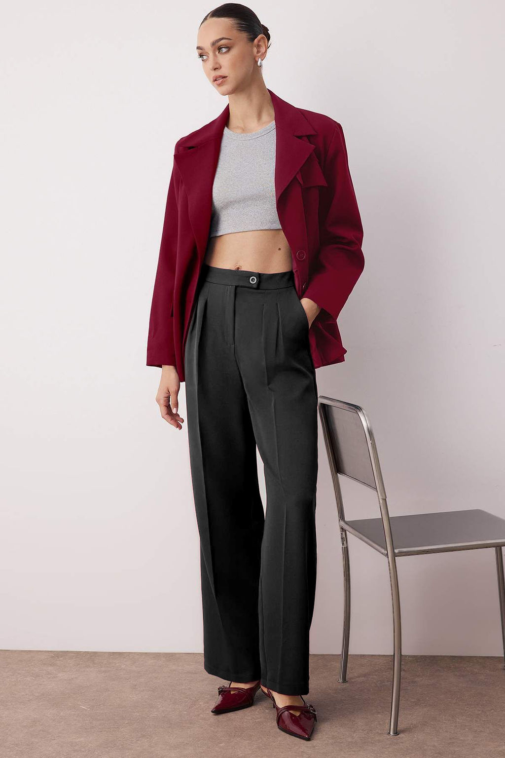 TRENDYOLMILLA Ekru Wide Leg/Genis Paca Yuksek Bel Dokuma Kumas Pantolon TWOAW22PL0066 фото 46