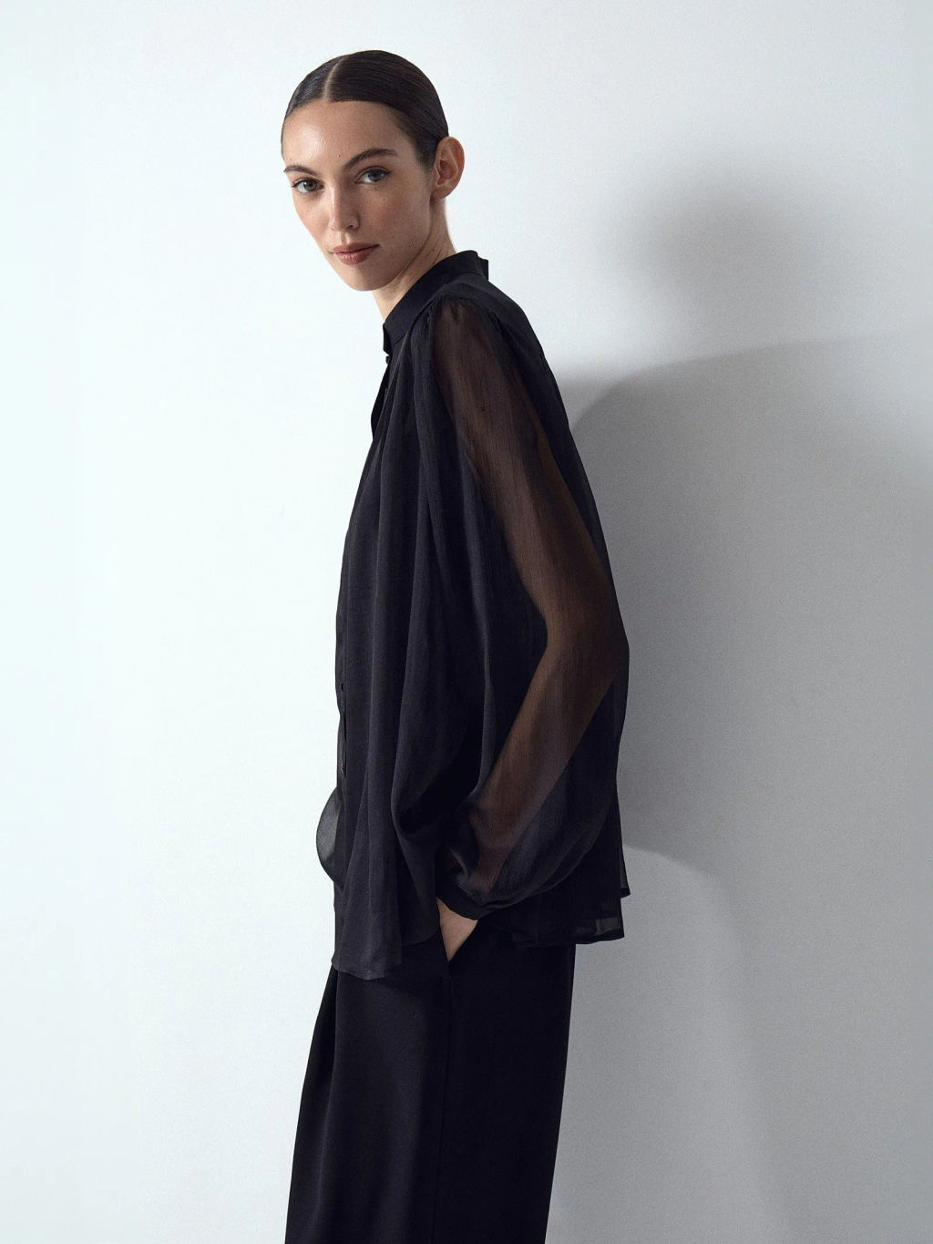 Плиссированная рубашка, B3049/blackbird