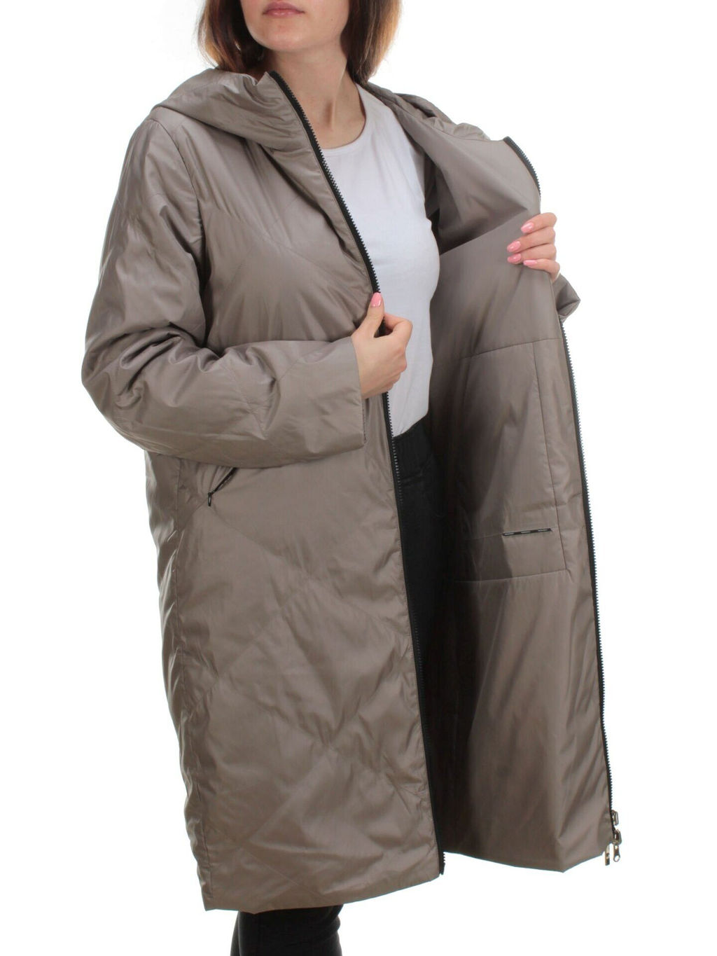 22098 DK.BEIGE Куртка демисезонная двухсторонняя женская (80 гр. синтепон) - Fashion фото 6