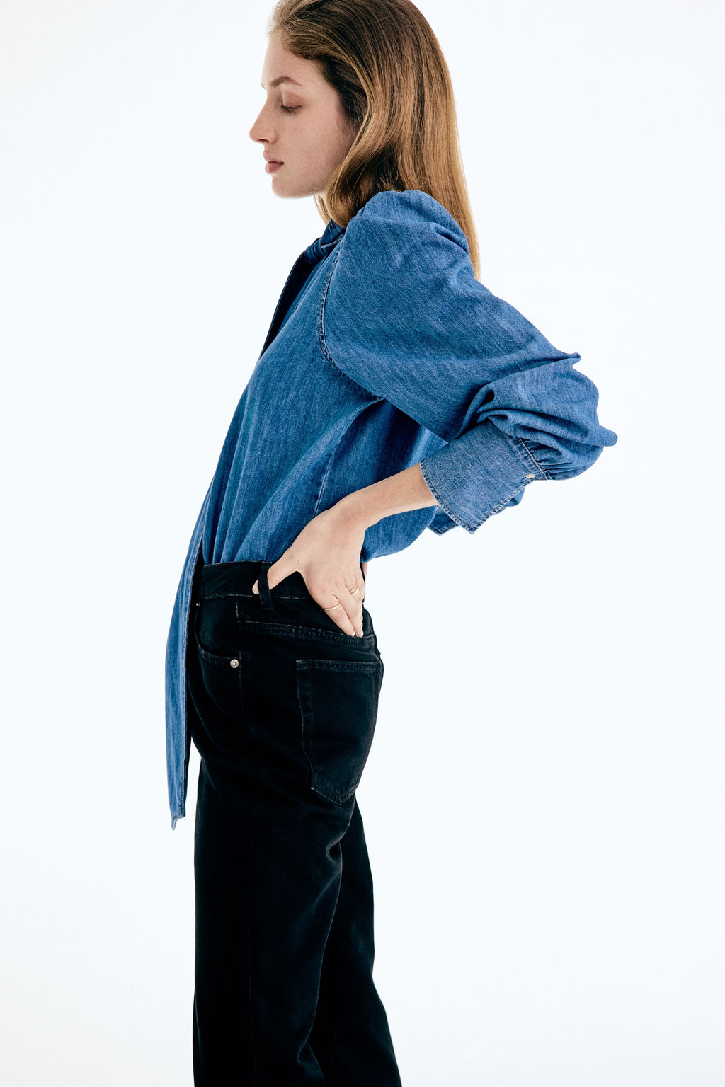 Blusa denim con fular decorativo - H&m фото 7