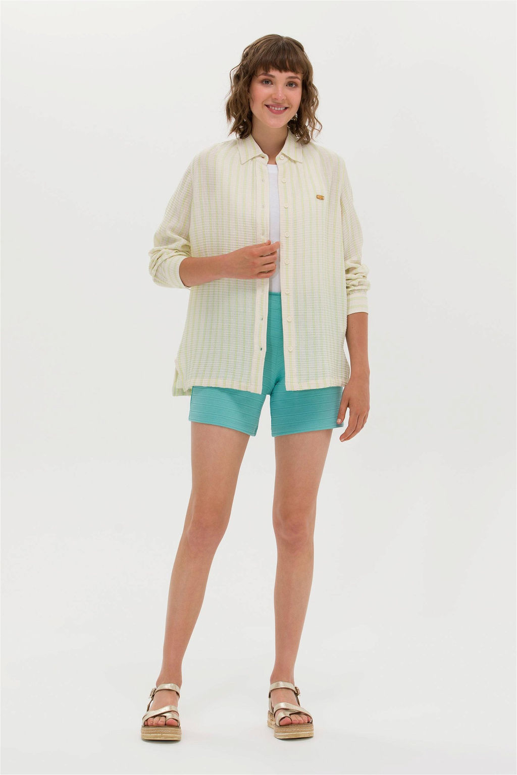 Женская рубашка цвета морской волны с длинным рукавом - U.s. polo assn фото 11