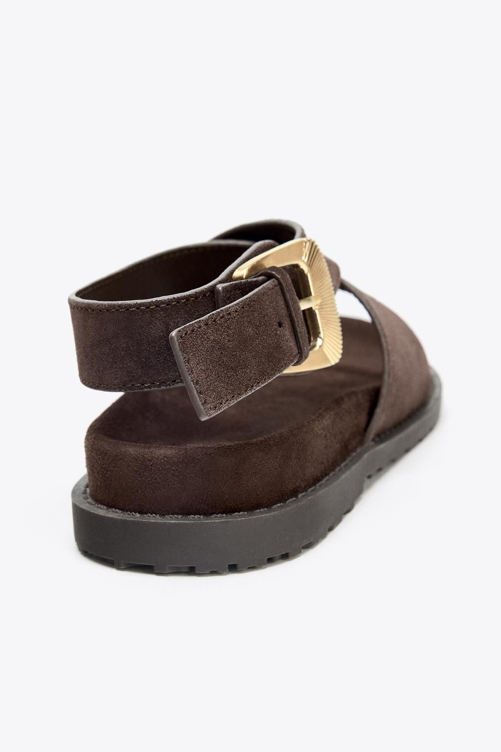 SPLIT SUEDE TOE POST BUCKLE SANDALS - Zara фото 7