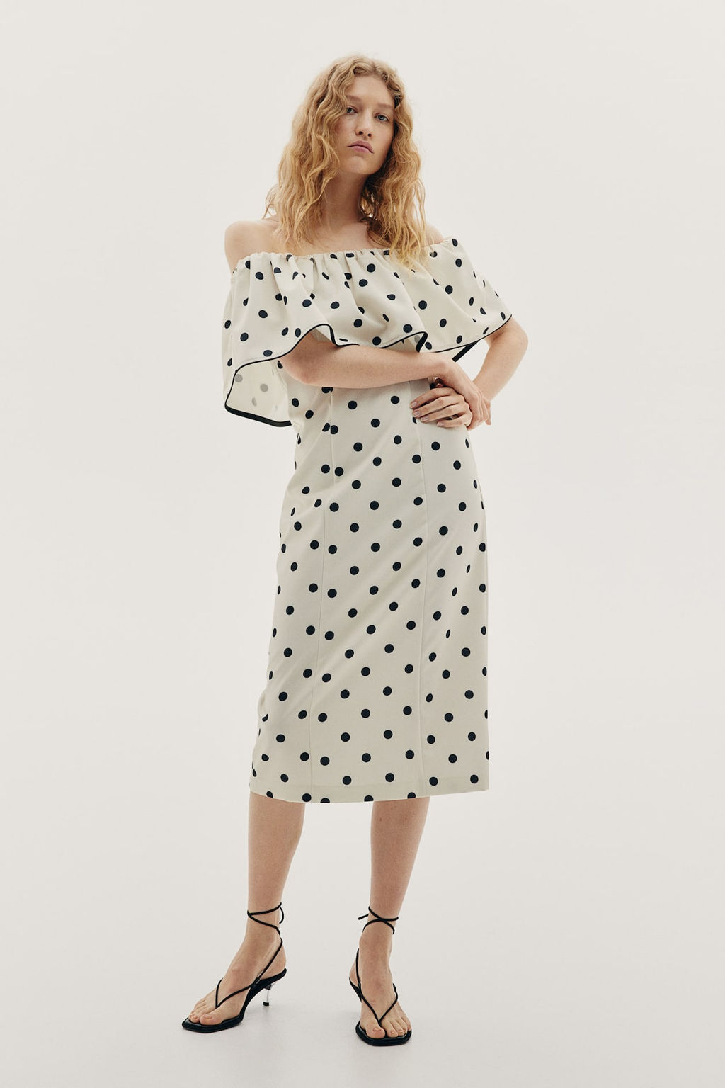 Vestido off-the-shoulder - H&m фото 2