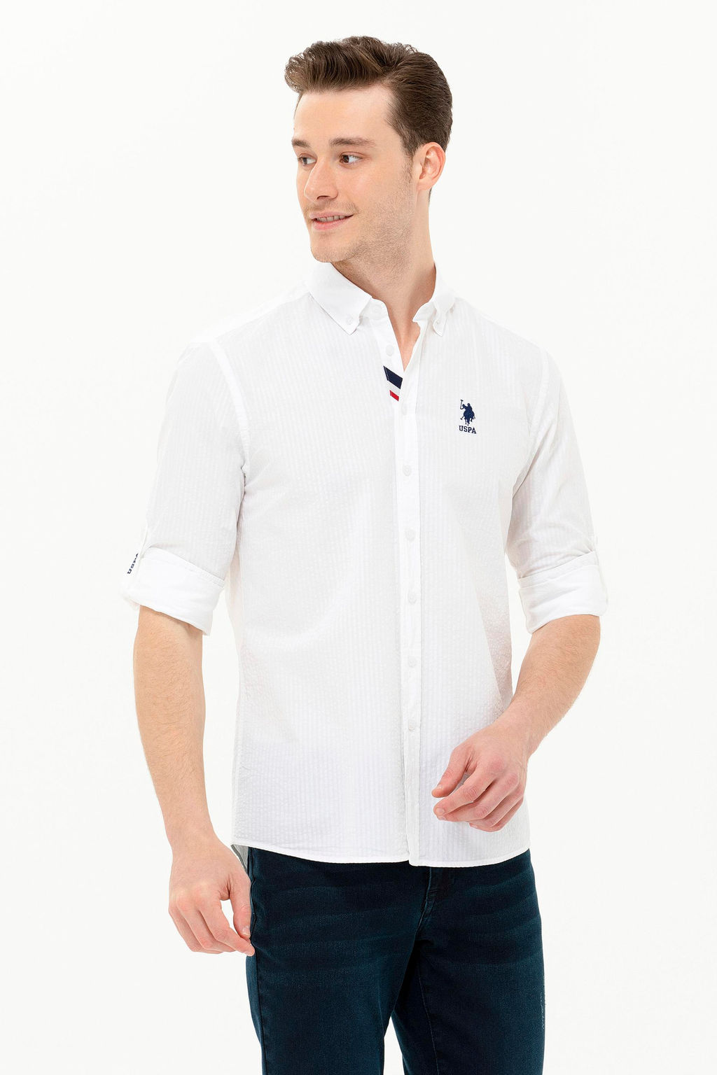 Мужская белая рубашка с длинным рукавом - U.s. polo assn фото 8