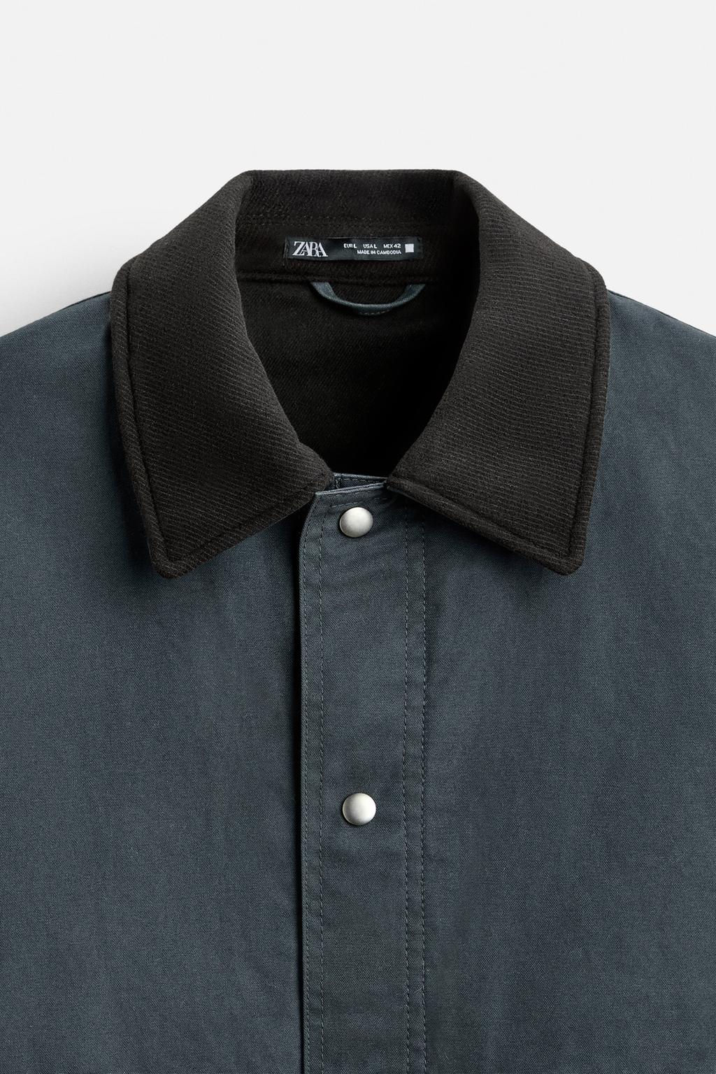 CONTRAST COLLAR CROPPED FIT JACKET - Zara фото 9