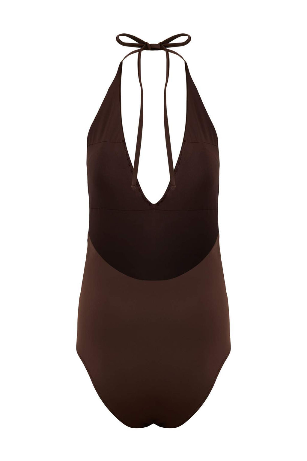 Kahverengi Derin V Yaka Kapl? Cicek Aplikeli Regular Mayo TBESS26MA00022