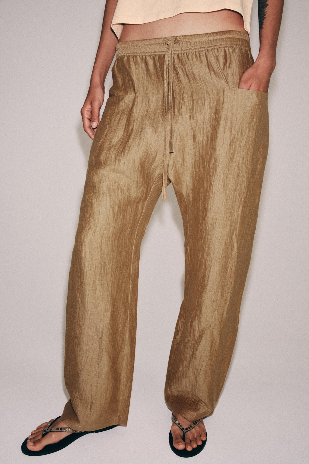 PANTAL?N MEZCLA LINO ZW COLLECTION / Camel medio - Zara фото 5