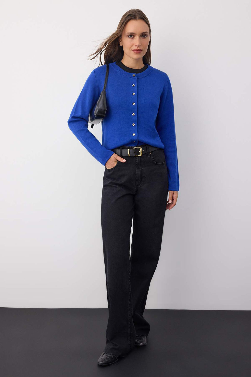 Bej Dugme Detayl? Pamuklu Basic Triko H?rka TWOAW26HI00001