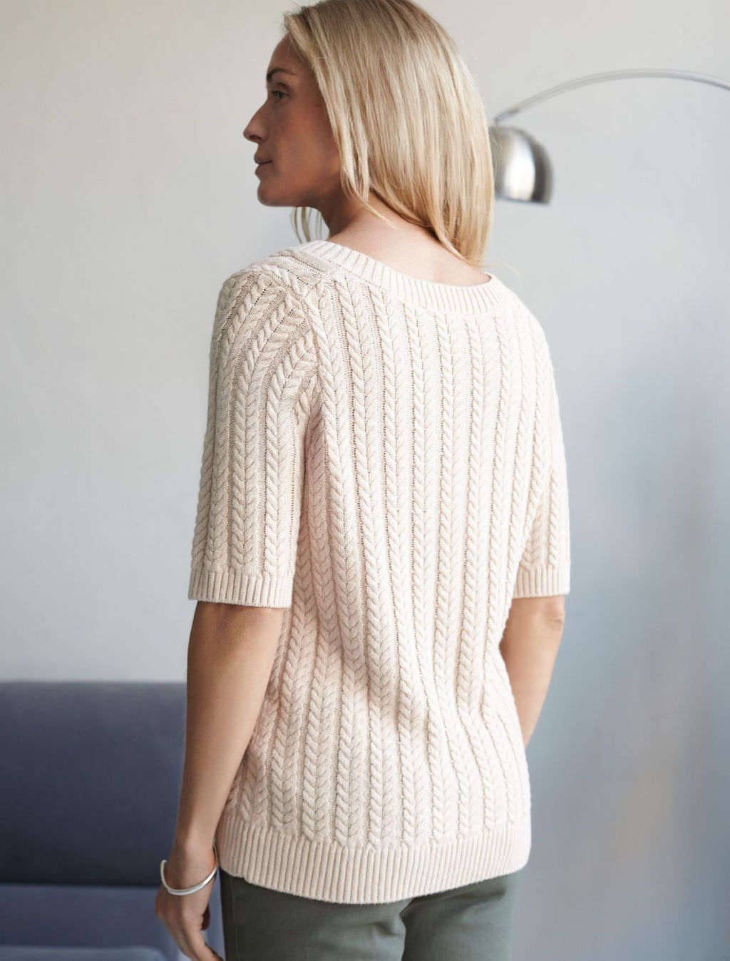 Джемпер фактурной вязки из хлопка с кашемиром