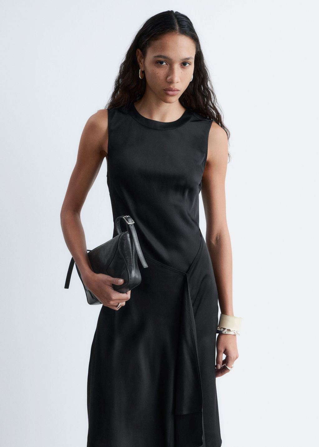 Vestido midi asim?trico de sat?n - H&m фото 5