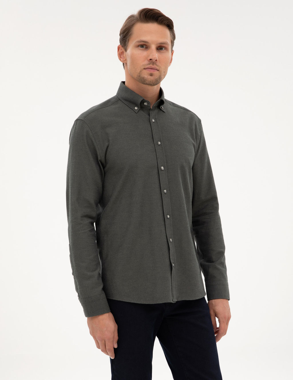 Koyu Haki Regular Fit Uzun Kollu G_mlek - Pierre cardin фото 3
