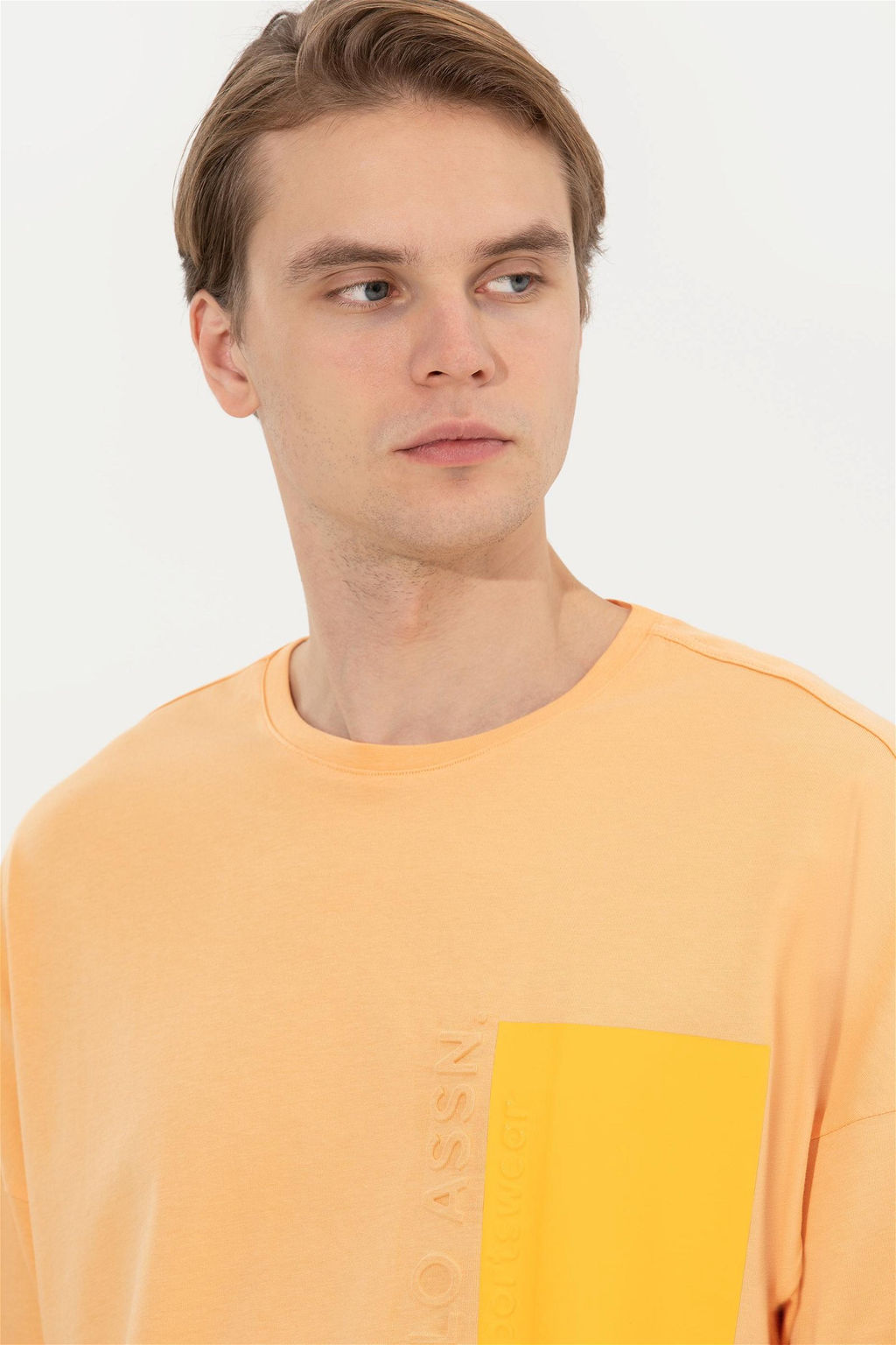 U. S. Polo Assn Мужская футболка оверсайз с круглым вырезом цвета дыни - U.s. polo assn фото 8